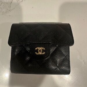 Chanel Caviar Quilted Flap Card Holder Wallet Black